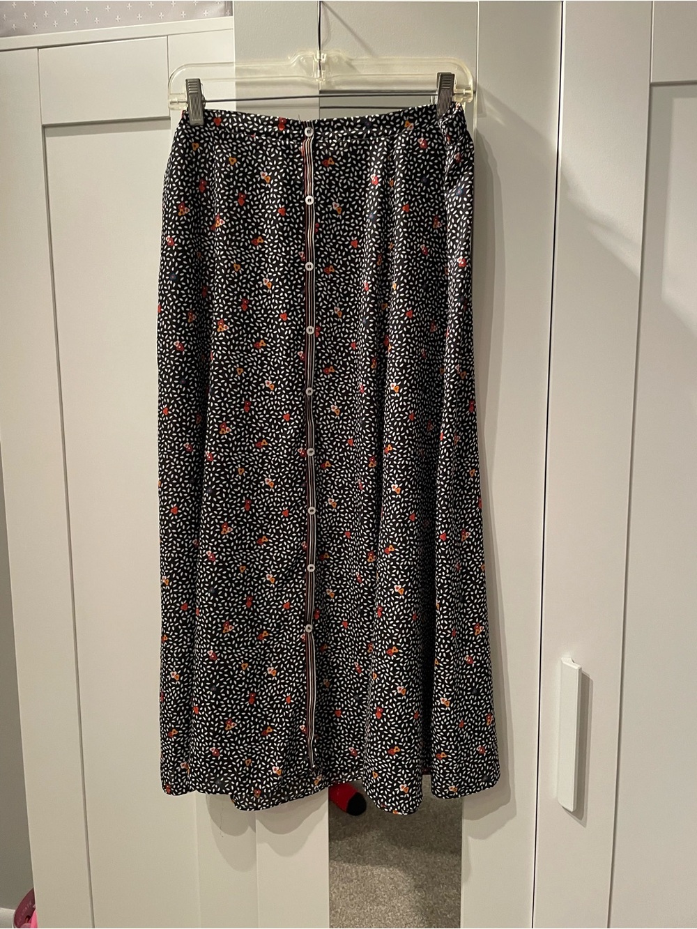 Max Studio Black Midi Skirt with Floral Accents
